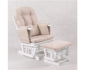 Joy Baby Breast Feeding Sliding Glider Rocking Chair with Ottoman - White