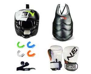 Kids Boxing Chest Guard Headgear Head Guard MMA Boxing Gloves with Free Teeth Guard and Hand Wrap