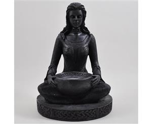 Meditation Black Resin Tea-Light Holder Ornament 18cm