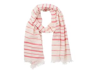 Myrtle Beach Adults Unisex Striped Summer Scarf (Natural/Red) - FU862