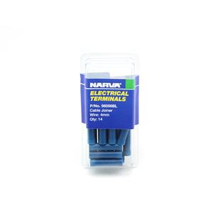 Narva 4mm Blue Electrical Terminal Cable Joiner - 14 Pack