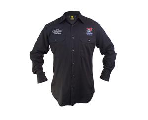 Newcastle Knights NRL LONG Sleeve Button Work Shirt BLACK