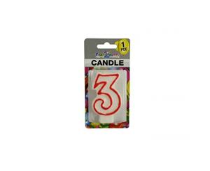 Number &quot3" Birthday Candle. 7.5cm High. Excellent for Parties.