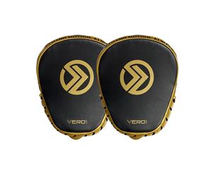 Onward Vero Speed Mitt - Leather Focus Mitts  Boxing And Mma Training  Focus Pads Include Finger Shield With Technical Suede Hand Grip - Black