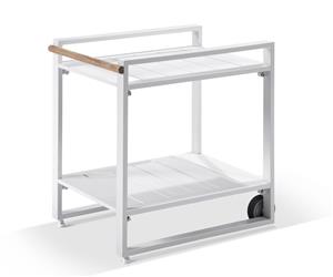 Outdoor Aluminium Bar Cart On Wheels - Outdoor Furniture Accessories - White Aluminium