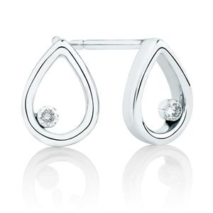 Pear Earrings with Diamonds in 10ct White Gold