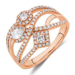 Ring with 3/4 Carat TW of Diamonds in 10ct Rose Gold