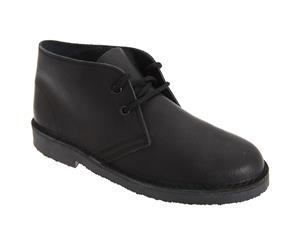 Roamers Childrens Unisex Unlined Distressed Leather Desert Boots (Black) - DF113