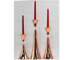 Rose Gold Plated Crystal inserted candle Holder set of 3--1122 and 35cm Tall