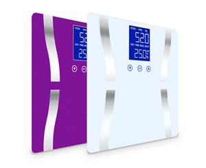 SOGA 2 x Digital Body Fat Scale Bathroom Scales Weight Gym Glass Water LCD Purple/White