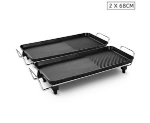 SOGA 2X 68cm Electric BBQ Grill Teppanyaki Plate Non-Stick Surface Hot Plate Kitchen 6-8 Person
