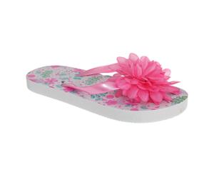 Sand Rocks Childrens Girls 3D Flower Flip Flops (Pink) - FLIP298