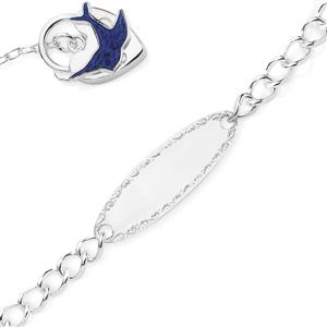 Silver 15cm Bluebird Padlock Identity Bracelet