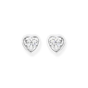 Silver CZ Heart Bezel Stud Earrings