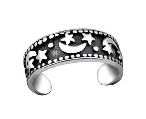 Sterling Silver Moon Star Toe Ring