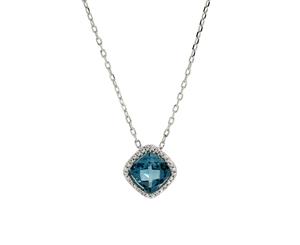 Sterling silver London Blue Topaz & Cubic Zirconia pendant and chain