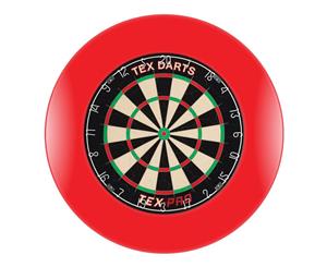 TEX Pro Genuine Bristle Dart Board + RED Dartboard Surround + Darts