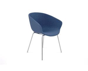 Teddy Fabric Tub Chair - 4 Legged Chrome - blue upholstered