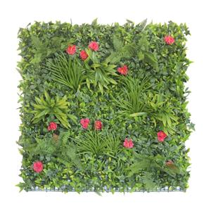 UN-REAL 100 x 100cm Red Flower Artificial Hedge Luxury Tile