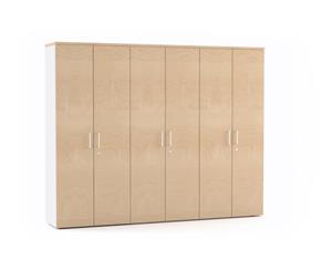 Uniform - 6 Door Large Storage Cupboard with Large Doors [white handle] - maple