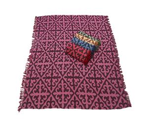 1pce Purple Chevron Design Throw Rug / Table Cloth / Picnic / Camping Blanket 180x200cm - Red