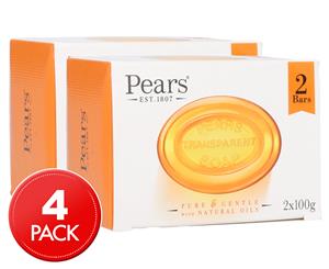 2 x 2-Pack Pears Transparent Soap Bar With Natural Oils 100g