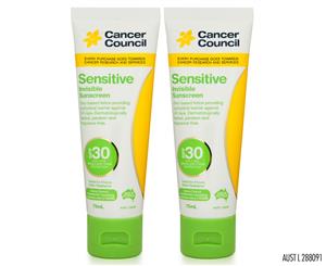 2 x Cancer Council Sensitive Invisible Sunscreen SPF30+ 75mL