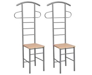 2pc Gentleman Valet Chair Cloth Hang Stand High Back Dining Furniture Wood