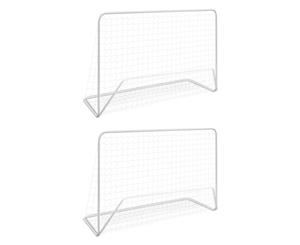 2x Football Goals with Nets 182x122cm Steel White Sport Soccer Target