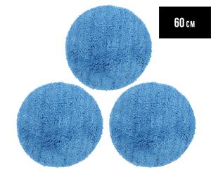 3 x Monroe 60cm Super Soft Microfibre Shag Round Rug - Blue