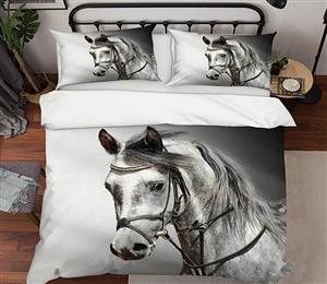 3D White Horse 191 Bed Pillowcases Quilt