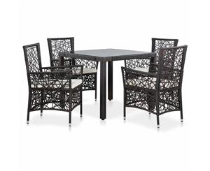 5 Pieces Outdoor Dining Set with Cushion Poly Rattan Brown Lounge Set