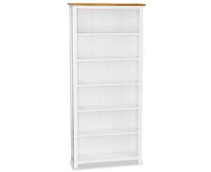 6-Tier Solid Oak Wood Bookcase Display Rack Home Storage Organiser