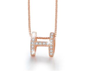 .925 Sterling Silver Tidal Glam Necklace-Rose Gold/Clear