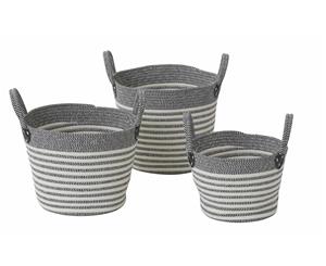 Amalfi 3Pc Omeo Cotton Handwoven Multifunctional Basket Set Organiser Storage