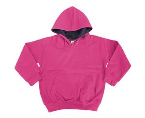 Awdis Kids Varsity Hooded Sweatshirt / Hoodie / Schoolwear (Hot Pink / French Navy) - RW172