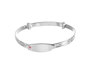 Bevilles Children's Sterling Silver and Pink Zirconia ID Bangle