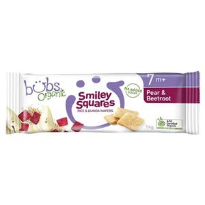 Bubs Organic Smiley Squares Pear & Beetroot 7 Months+ 14g