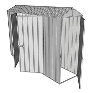 Build-a-Shed 0.8 x 3 x 2.3m Gable Single Hinged Door Shed with Double Hinged Side Door - Zinc