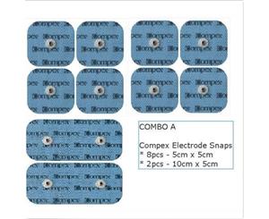 COMBO Compex TENS Machine Electrode Snap Pads - 5cm &10cm 1/2 Pin Connection