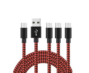 Catzon 1M 2M 3M 4Packs Micro USB Cable Nylon Braided Phone Cable Fast Charger Cable USB Cord -Red Black
