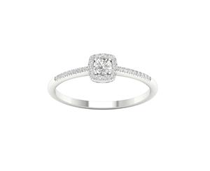 De Couer 9KT White Gold Round Diamond Halo Promise Ring (1/5CT TDW H-I Color I2 Clarity)