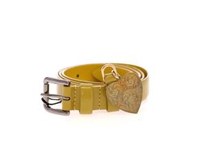 Dolce & Gabbana Yellow Leather Heart Logo Belt
