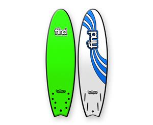FIND 6ƌ'' TuffPro Soft Surfboard Quadfish GREEN EVA RAILS - 4 FCS Style Fin - Green