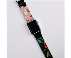 For Apple Watch Band (42mm) Series 1 2 3 & 4 Vegan Leather Strap iWatch Roses