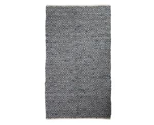 French Country Floor Mat Rectangle Woven LEATHER Floor Rug Denim Blue 90x150cm New