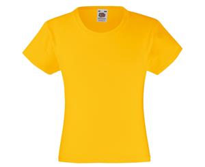 Fruit Of The Loom Girls Childrens Valueweight Short Sleeve T-Shirt (Pack Of 2) (Sunflower) - BC4380