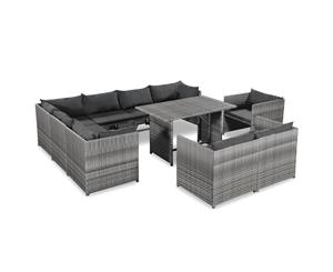 Garden Sofa Set 31 Pieces Poly Rattan Grey Chair Table with Cushion