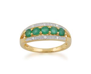 Gemondo 9ct Yellow Gold 0.70ct Emerald & Diamond Ring