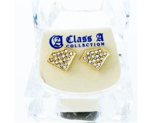 Gold Bling Iced Out Earrings - CZ Stones 12mm - Gold